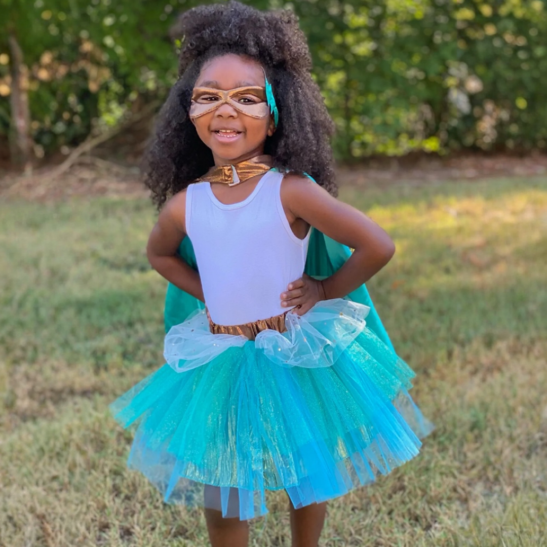 Super-duper Tutu/Cape/Mask, Copper & Teal
