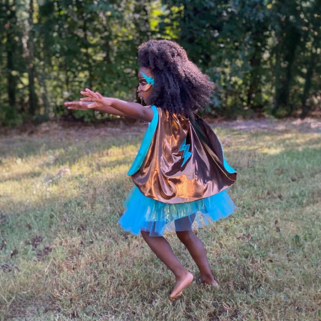 Super-duper Tutu/Cape/Mask, Copper & Teal