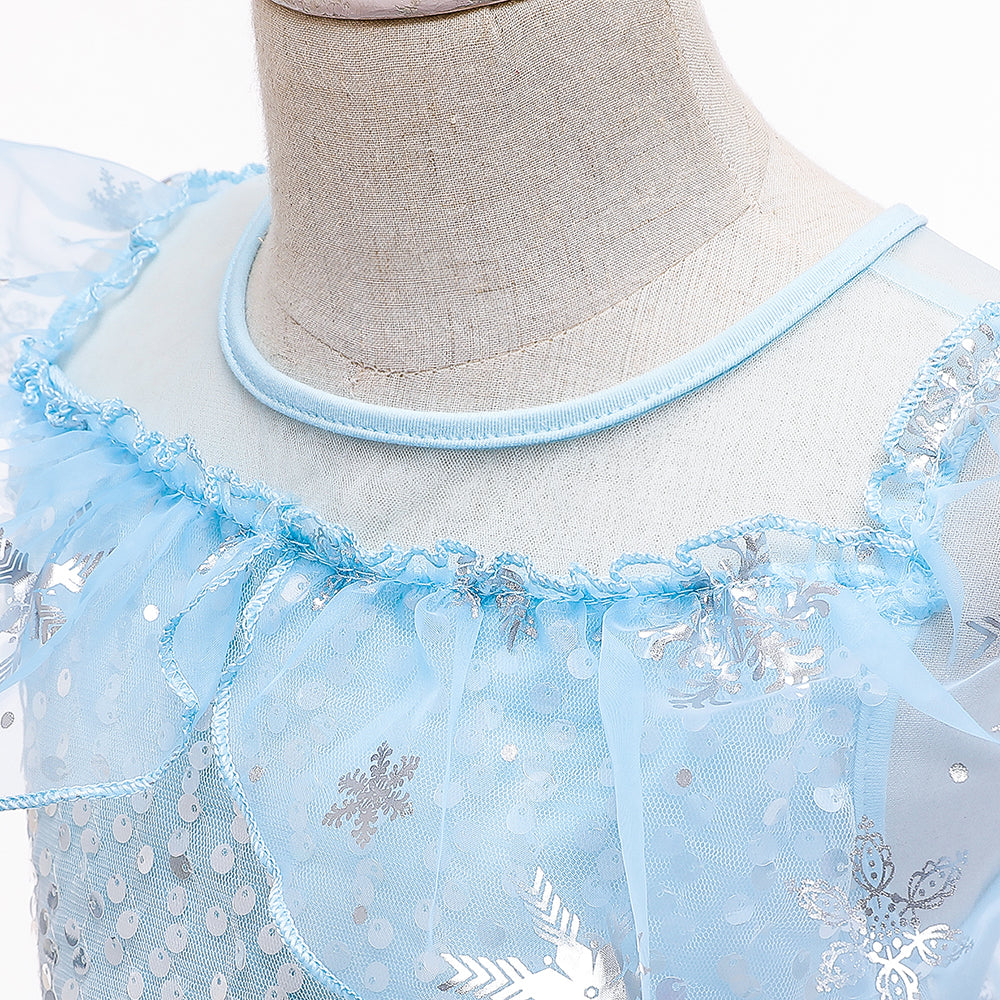 Blauwe Elsa kristallen jurk